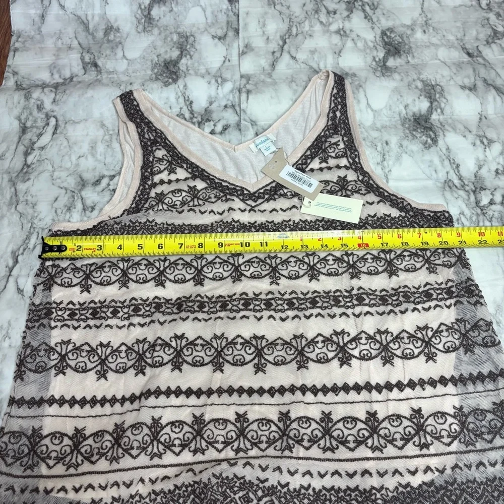 Sundance Catalog Sleeveless Beaded Bruin Beaded Tank cream brown Size large NWT - Picture 7 of 8